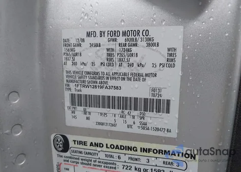 2009 Ford F-150 Xl/Xlt from USA, damaged, VIN 1FTRW12819FA37583